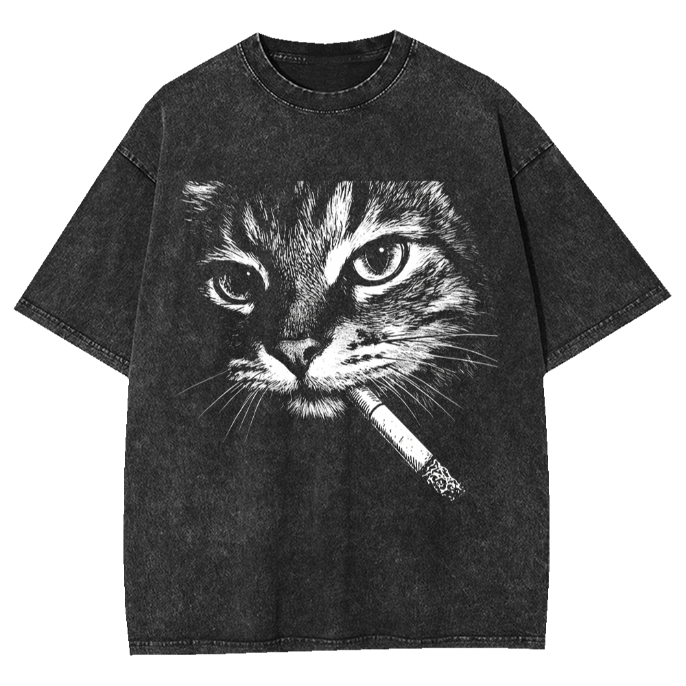Acid Wash Vintage Graphic T Shirt - Camiseta Vintage para Hombre con Lavado