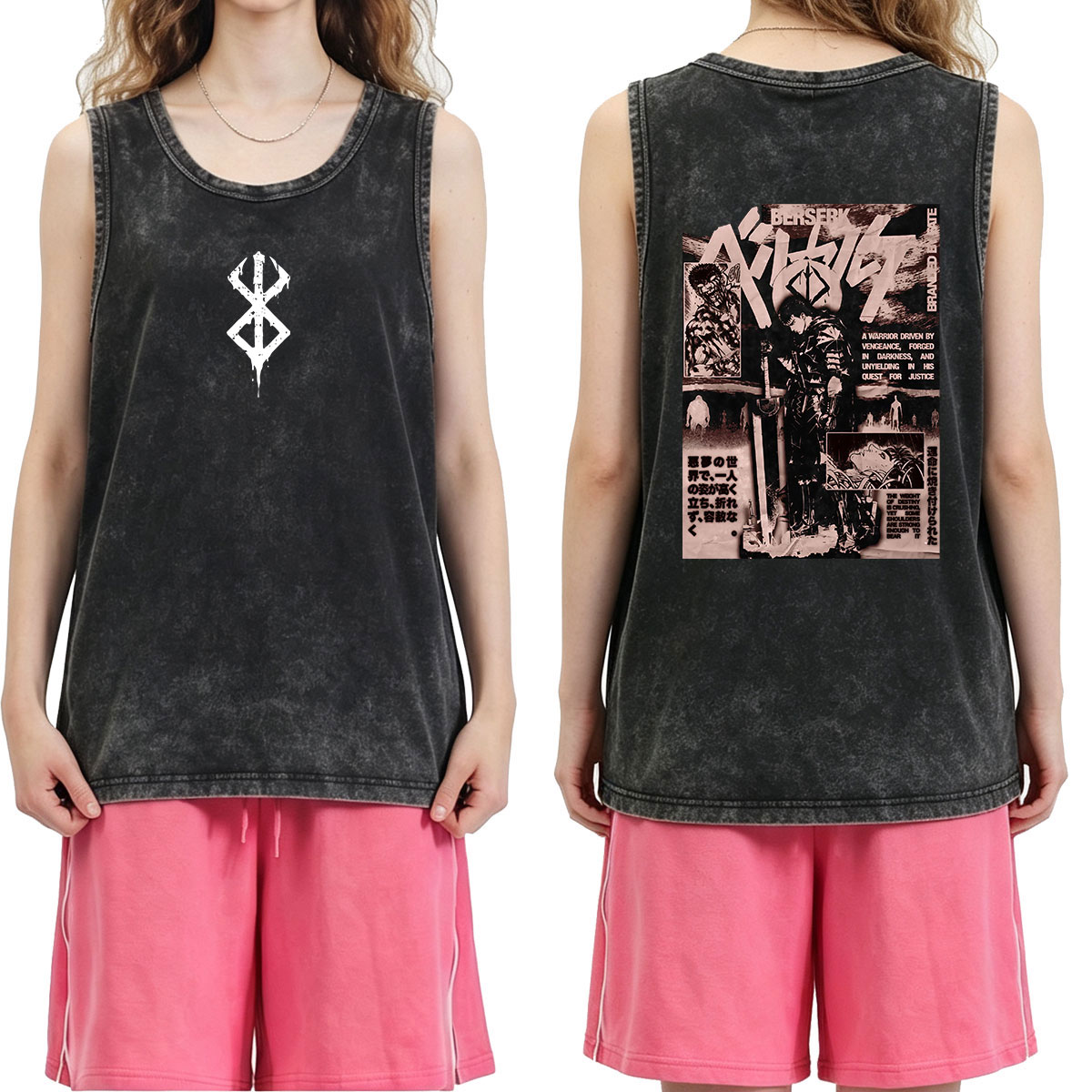 Acid Wash Vintage Graphic T Shirt - Camisetas sin mangas de algodón con