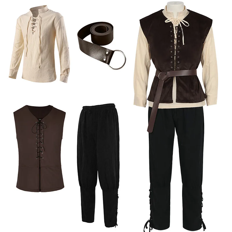 Medieval Gothic Lace Up Pirate Shirt - Camisas medievales gótico Steampunk victoriano pirata