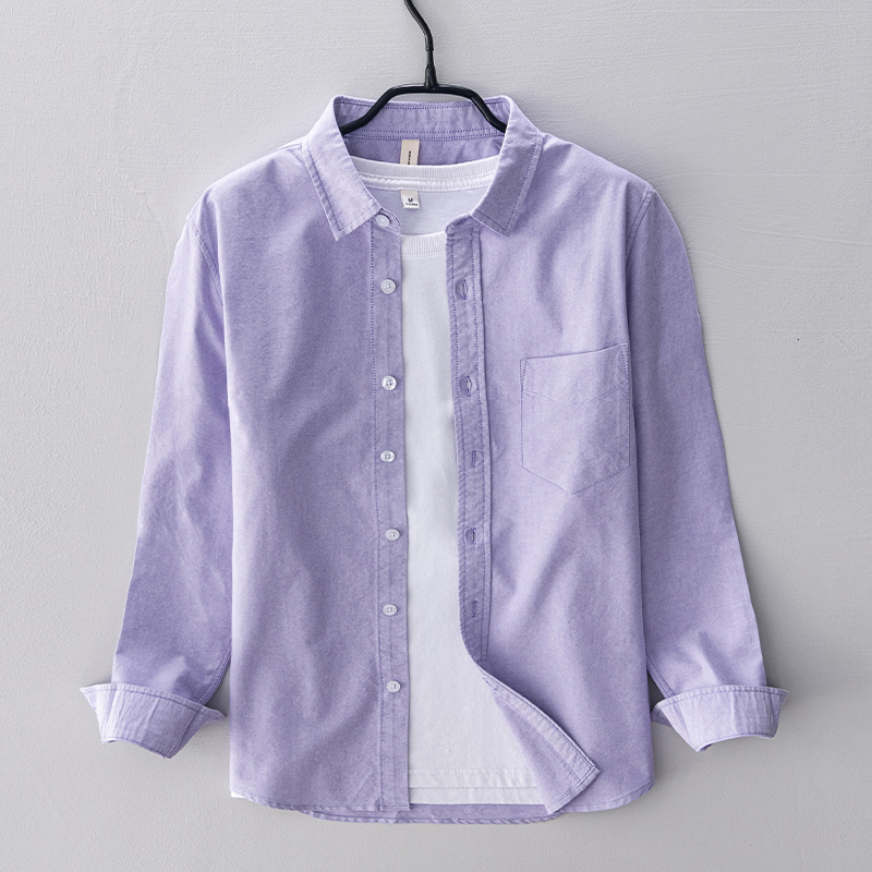 Oxford Cotton Casual Shirt Business - Camisas de algodón de manga larga