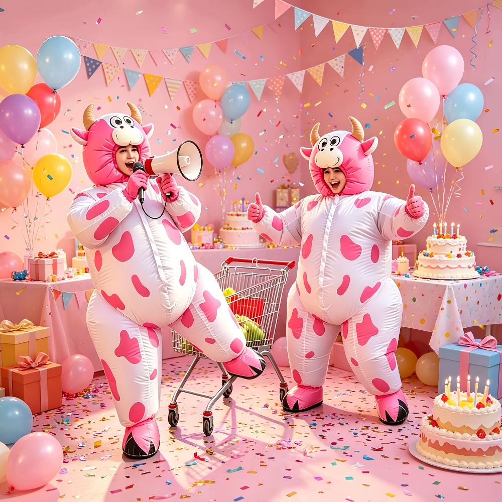 Suits - Divertido disfraz inflable de vaca rosa,