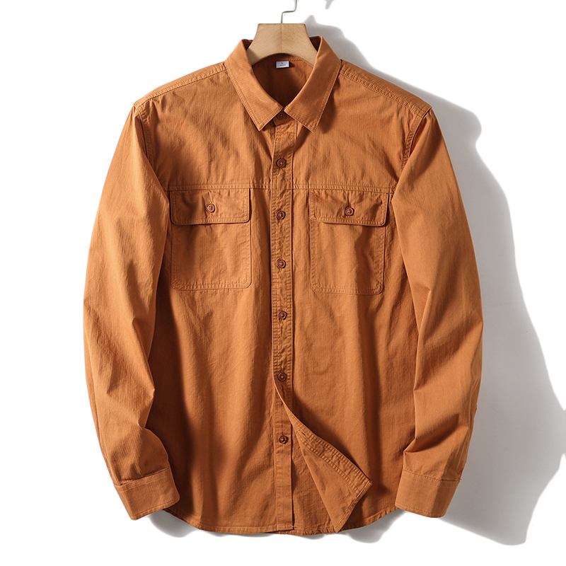 Oxford Cotton Casual Shirt Business - Camisa de manga larga con doble