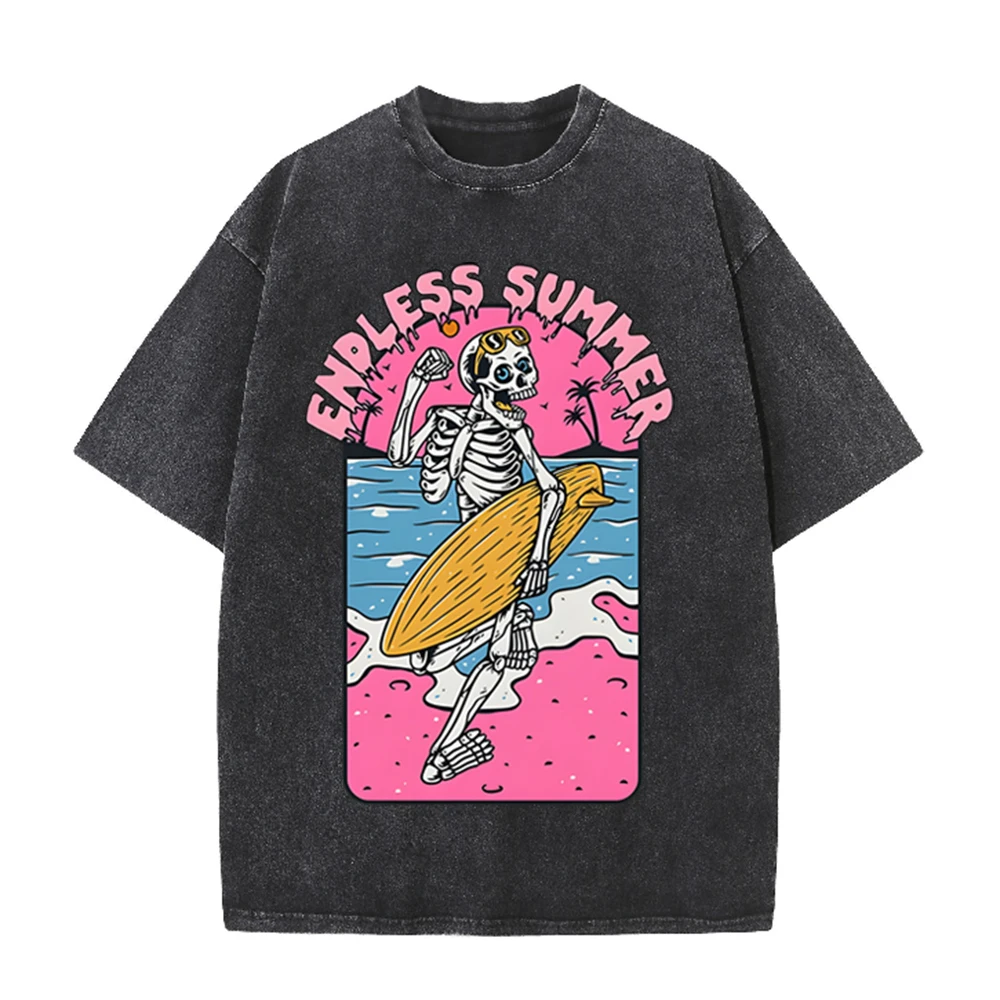 Acid Wash Vintage Graphic T Shirt - Camiseta Oversize Unisex Negra con Gráfico