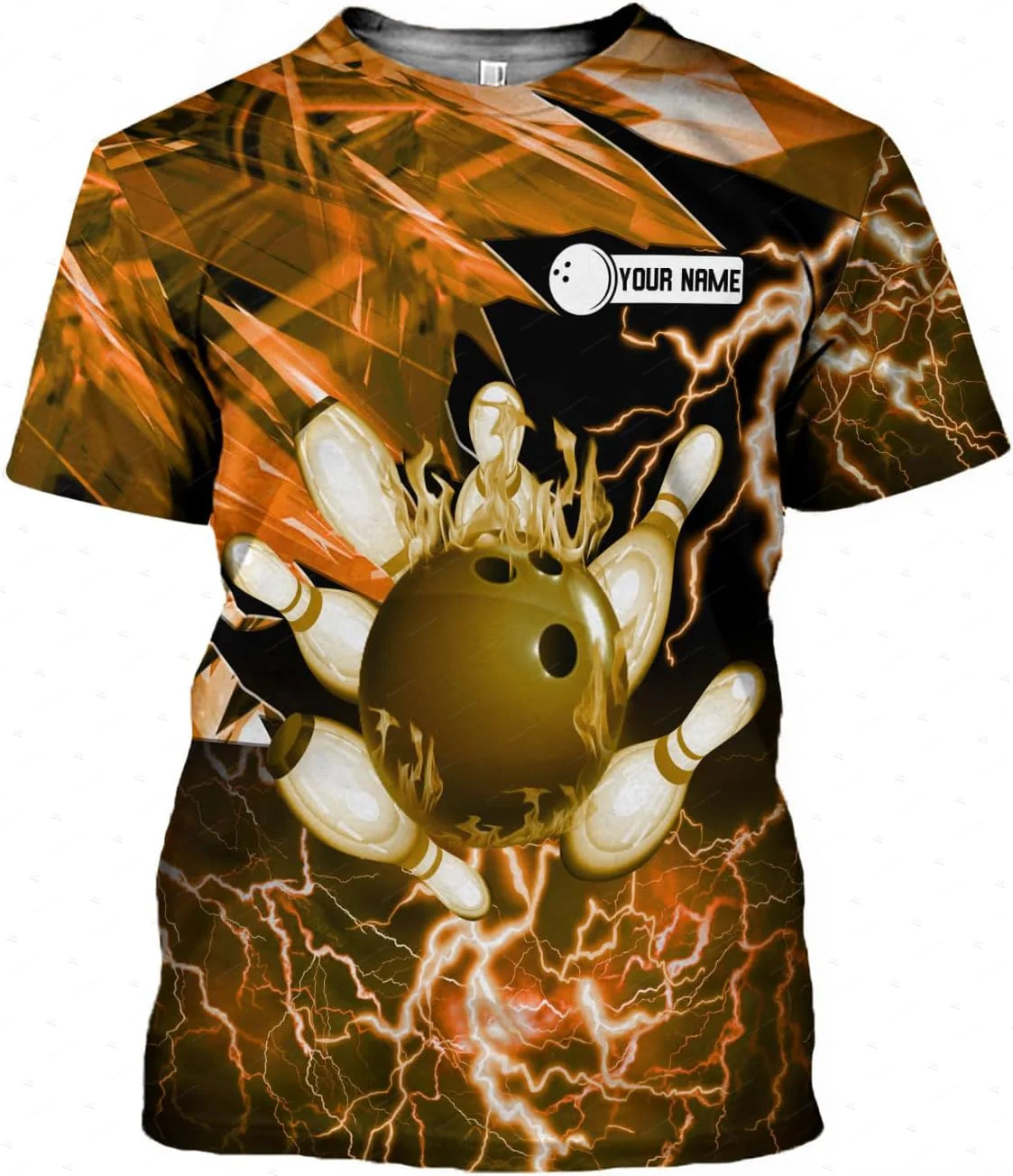Short Sleeve Bowling Shirt Retro - Nombre personalizado gradiente bolos llama Graffiti