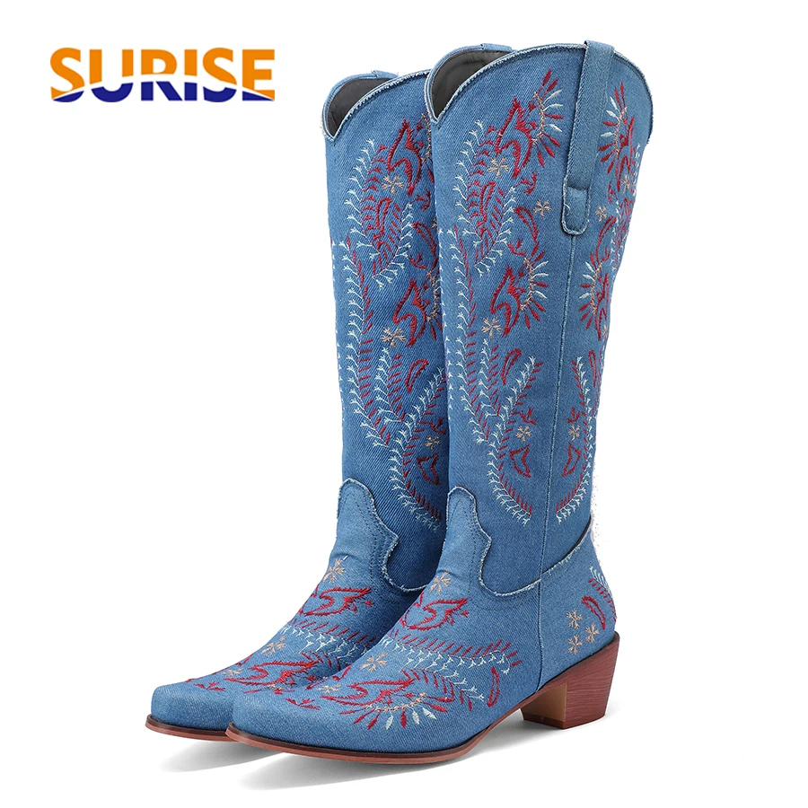 Jeans - Botas vaqueras azules de vaquera occidental