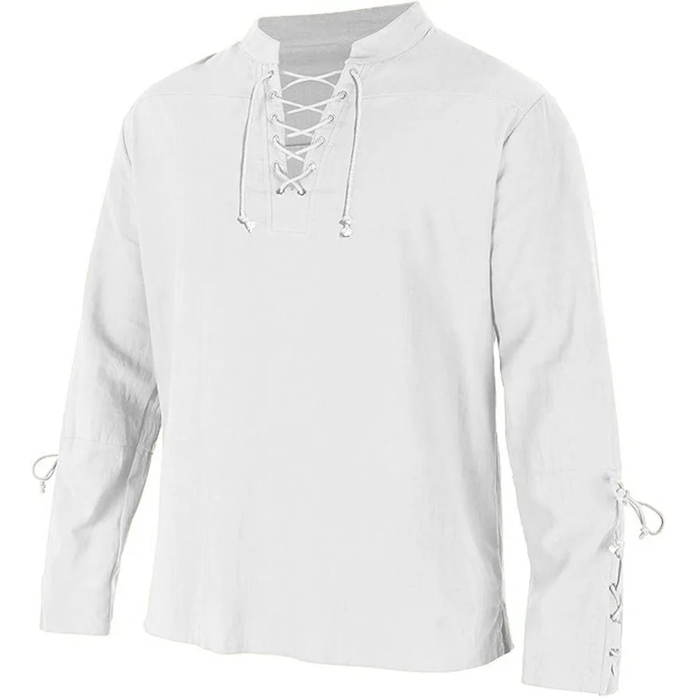 Camisas de manga larga para ho - Medieval Gothic Lace Up Pirate Shirt reseña y precio