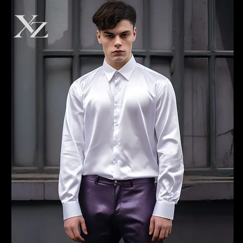 Camisa de vestir para hombre,  - Mens Satin Silk Dress Shirt reseña y precio