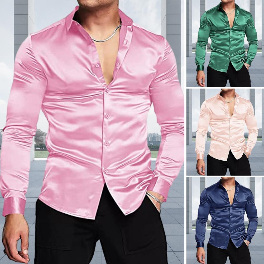 Camisa de vestir de lujo de sa - Mens Satin Silk Dress Shirt reseña y precio