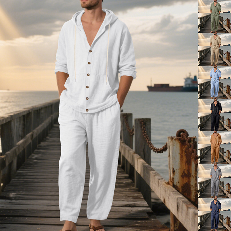 Conjunto Casual de Verano para - Mens Linen Shirt Long Sleeve reseña y precio