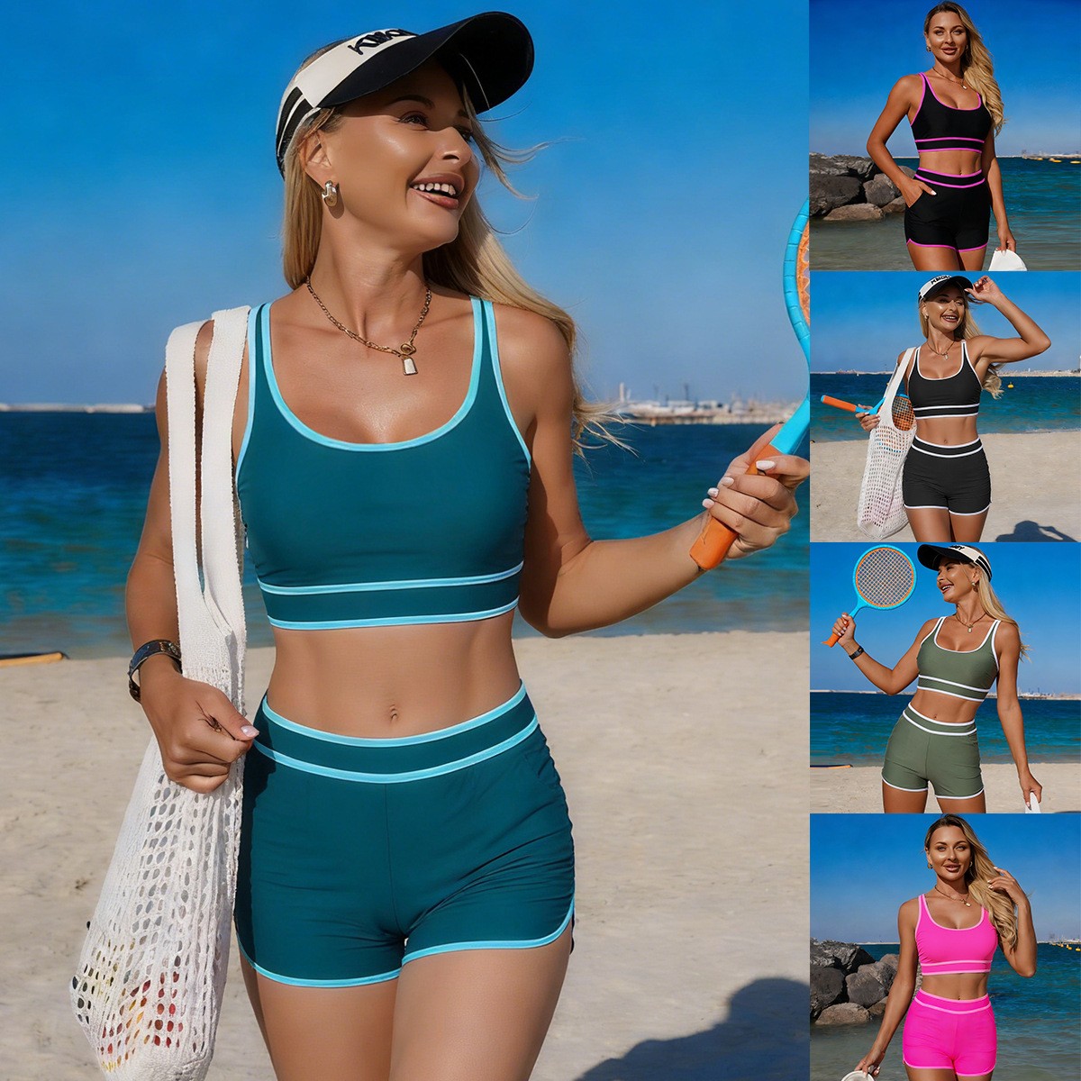 Bikini Verde Oliva, Top Corto  - Shorts reseña y precio