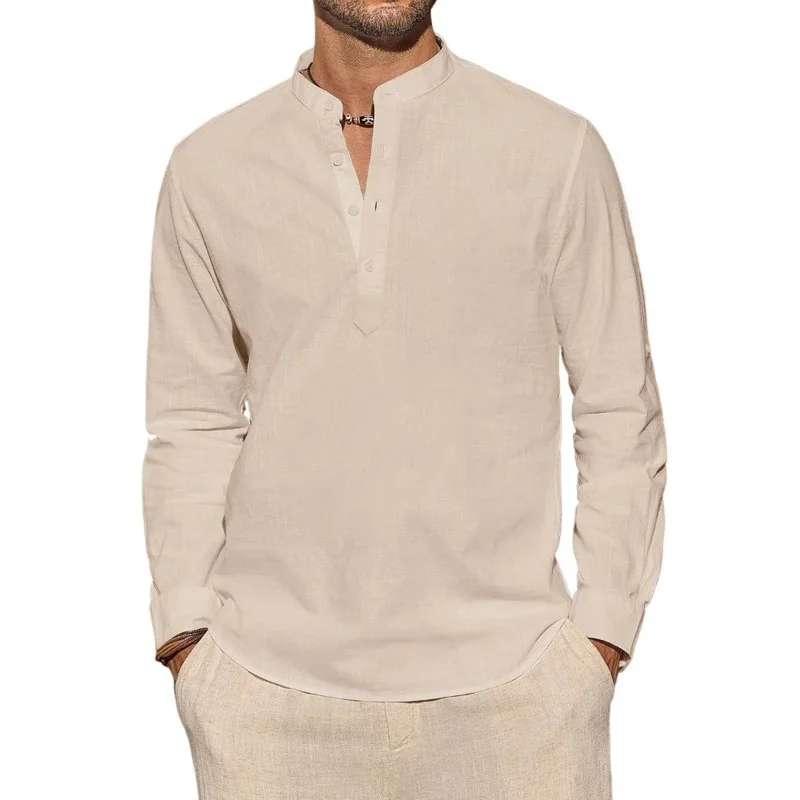 Camisetas de manga larga para  - Mens Linen Shirt Long Sleeve reseña y precio