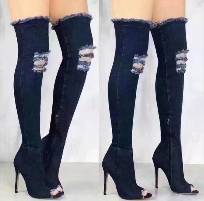 Botas por encima de la rodilla - Jeans reseña y precio