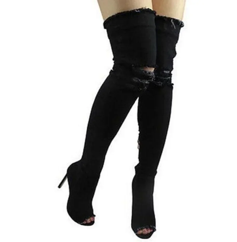 Botas por encima de la rodilla - Jeans reseña y precio